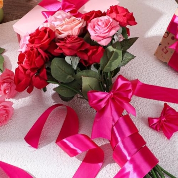 60 Yards Hot Pink Satin Ribbon for Crafting and Decor