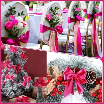 60 Yards Hot Pink Satin Ribbon for Crafting and Decor