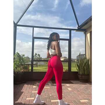 AUROLA Workout Leggings for Women Seamless Scrunch Yoga Pants Tummy Control Gym Fitness Sport Active Leggings 25'' (XS, Pink)