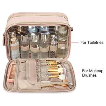 BAGSMART Toiletry Bag for Women, Large Toiletry Bag Water-resistant Makeup Cosmetic Organizer Bag Door Room Essentials for Accessories, Shampoo, Full Sized Container, Toiletries (Medium, Pink)