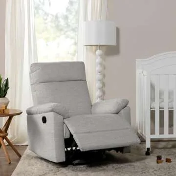 DaVinci Suzy Glider Recliner Nursery Chair - Glider Rocking Chair for Nursery and Living Room - GREENGUARD Gold, FSC & Certi-PUR US Certified - 360° Swivel Rocker Recliner Chair (Frost Grey)