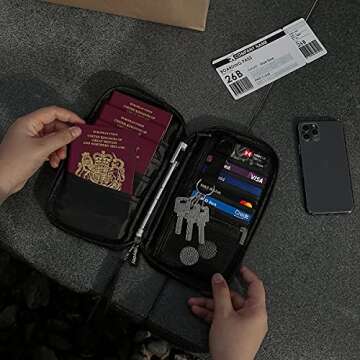 dayday® Passport Holder for Travel Family - RFID Blocking Travel Wallet Organizer Bag for Documents - Water-Resistant Passport Wallet with Wrist Strap, Up to 4 Passports - 8.7 x 4.7 x 1.2 Inches