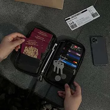 dayday® Passport Holder for Travel Family - RFID Blocking Travel Wallet Organizer Bag for Documents - Water-Resistant Passport Wallet with Wrist Strap, Up to 4 Passports - 8.7 x 4.7 x 1.2 Inches