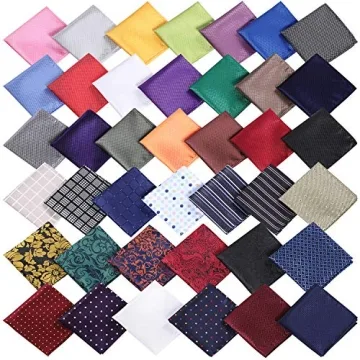 40 Pack Men's Pocket Squares - Assorted Handkerchief Set