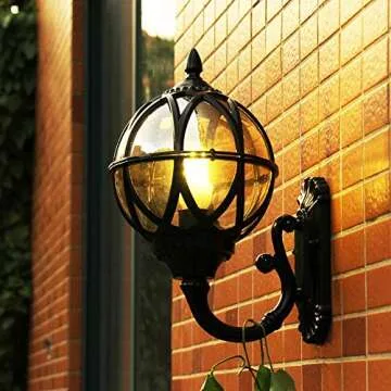 European Outdoor Waterproof Glass Ball Wall Lamp Luxury Classic Victorian Aluminum Glass Exterior IP44 Rainproof Wall Lantern Outside Porch Terrace Garden Entrance Art Landscape Lighting Fixtures