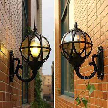 European Outdoor Waterproof Glass Ball Wall Lamp Luxury Classic Victorian Aluminum Glass Exterior IP44 Rainproof Wall Lantern Outside Porch Terrace Garden Entrance Art Landscape Lighting Fixtures