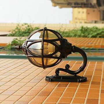 European Outdoor Waterproof Glass Ball Wall Lamp Luxury Classic Victorian Aluminum Glass Exterior IP44 Rainproof Wall Lantern Outside Porch Terrace Garden Entrance Art Landscape Lighting Fixtures