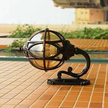 European Outdoor Waterproof Glass Ball Wall Lamp Luxury Classic Victorian Aluminum Glass Exterior IP44 Rainproof Wall Lantern Outside Porch Terrace Garden Entrance Art Landscape Lighting Fixtures