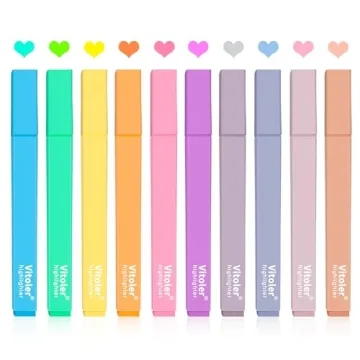 Vitoler 10Pcs Aesthetic Highlighters - No Bleed Candy & Morandi Colors for Journaling and School Sup...