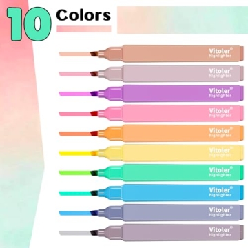 Vitoler 10Pcs Aesthetic No Bleed Highlighters for School