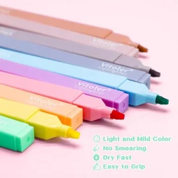 Vitoler 10Pcs Aesthetic No Bleed Highlighters for School