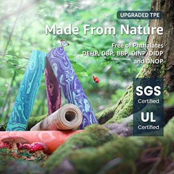 AIMERDAY Non Slip Yoga Mat - Eco-Friendly Double-Sided TPE Mat 72" x 24" with Carry Strap for Fitnes...