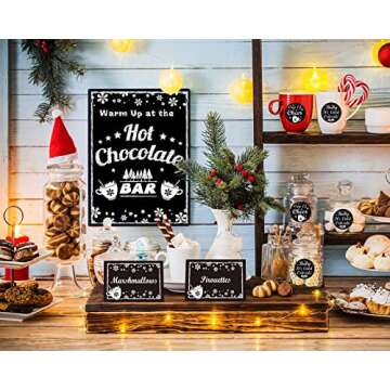 FaCraft Hot Chocolate Bar Kit Luxury Supplies -Sign Labels Tags,Table Cards,Spoons and Straws for Ch...