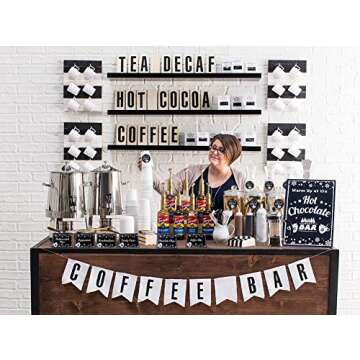 FaCraft Hot Chocolate Bar Kit Luxury Supplies -Sign Labels Tags,Table Cards,Spoons and Straws for Christmas Holiday New Year Party Supplies