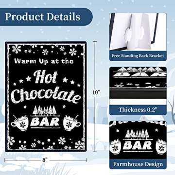 FaCraft Hot Chocolate Bar Kit Luxury Supplies -Sign Labels Tags,Table Cards,Spoons and Straws for Christmas Holiday New Year Party Supplies