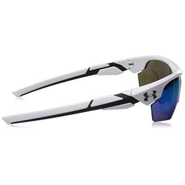 Under Armour Kid's Windup Sunglasses, Shiny White/Blue Multiflection Lens, 58 mm