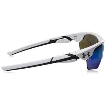 Under Armour Kid's Windup Sunglasses, Shiny White/Blue Multiflection Lens, 58 mm