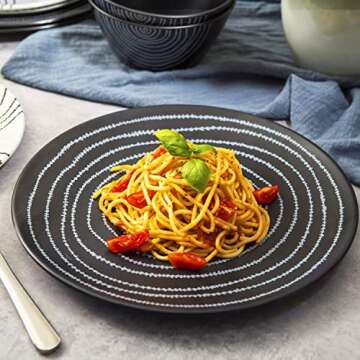 bzyoo 12 Piece Melamine Dinnerware Set Black Planet Design