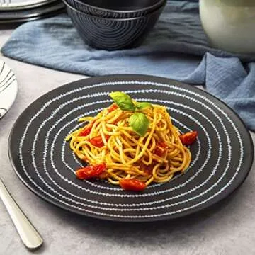 bzyoo 12 Piece Melamine Dinnerware Set Black Planet Design