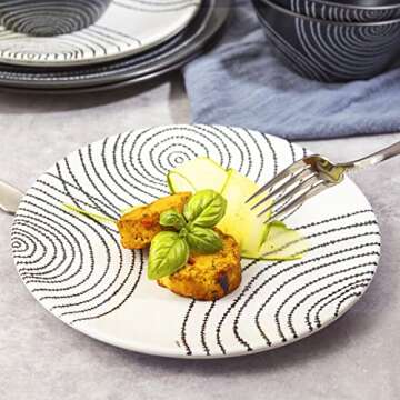 bzyoo 12 Piece Melamine Dinnerware Set Black Planet Design