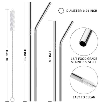 Hiware Reusable Stainless Steel Straws Eco-Friendly Pack