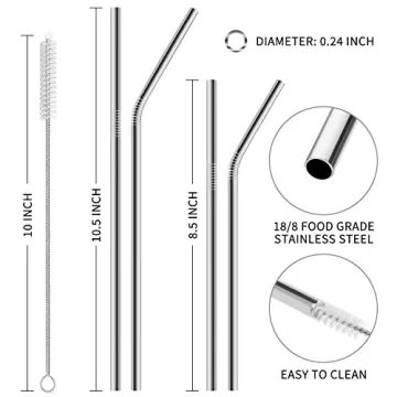 Hiware Reusable Stainless Steel Straws Eco-Friendly Pack