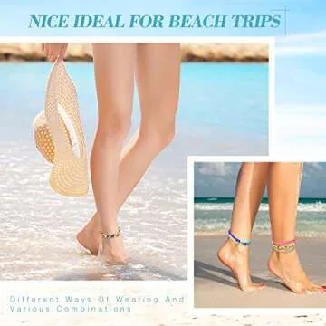 Remerry 48 Pieces Handmade Friendship Bracelets Adjustable Woven Braided Bracelet Colorful Beaded Bracelets Elastic Beaded Anklet for Women Men Jewelry Party Accessories, Assorted Style