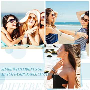 Remerry 48 Pieces Handmade Friendship Bracelets Adjustable Woven Braided Bracelet Colorful Beaded Bracelets Elastic Beaded Anklet for Women Men Jewelry Party Accessories, Assorted Style