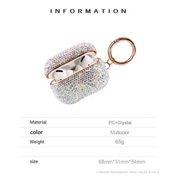 Sparkly Diamond Case for AirPods Pro 1&2 Generation with Keychain, Shockproof Protective Premium Bli...