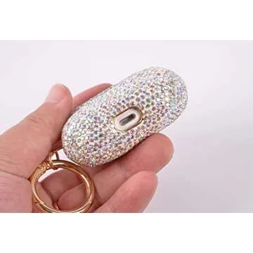 Sparkly Diamond Case for AirPods Pro 1&2 Generation with Keychain, Shockproof Protective Premium Bling Rhinestone Cover Skin Compatible with AirPods Charging Case (Multicolor Gold Plated)