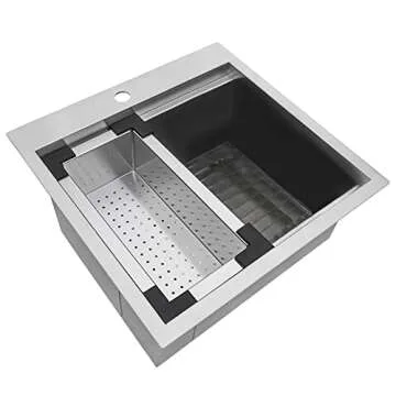 Ruvati 21x20 RV Workstation Sink Drop-in Stainless Steel