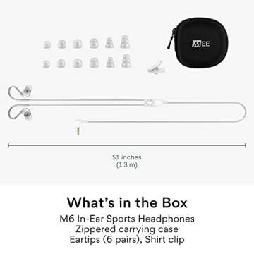MEE audio M6 Sport Wired Earbuds, Noise Isolating In Ear Headphones, Sweatproof Earphones for Running/Gym/Workouts with Dynamic Enhanced Bass Sound, Memory Wire Earhooks, 3.5mm Jack Plug (Clear)