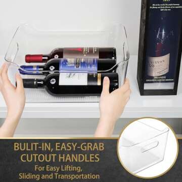 Tiawudi 6 Pack Plastic Storage Bins, X-Large Pantry Organizer, Clear Storage Containers and Organizer Bins, Multi-Use Bins for Home, Kitchen and Cabinet