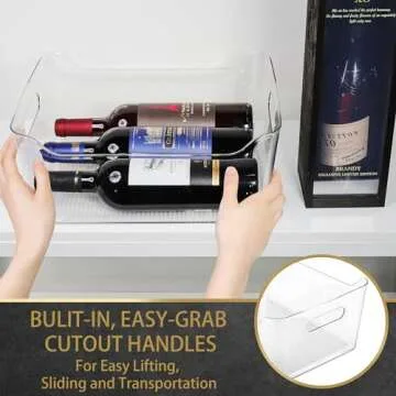 Tiawudi 6 Pack Plastic Storage Bins, X-Large Pantry Organizer, Clear Storage Containers and Organizer Bins, Multi-Use Bins for Home, Kitchen and Cabinet