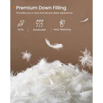 SONGMICS HOME Down Comforter, Down Duvet, Queen Size Duvet Insert, Feather Comforter with Corner Loo...