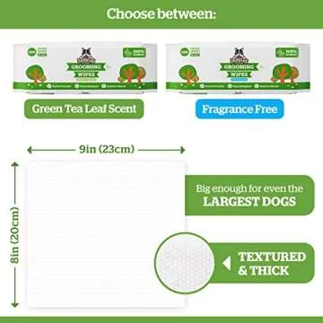 Pogi's Grooming Wipes Home & Travel Pack Bundle - 100-Count Green Tea Scented Grooming Wipes for Home and 240-Count Green Tea Scented Wipes for Travel