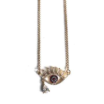 Red Evil Eye Charm Necklace Protection Jewelry 18.5 Inches Chain