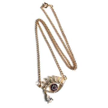 Red Evil Eye Charm Necklace Protection Jewelry 18.5 Inches Chain