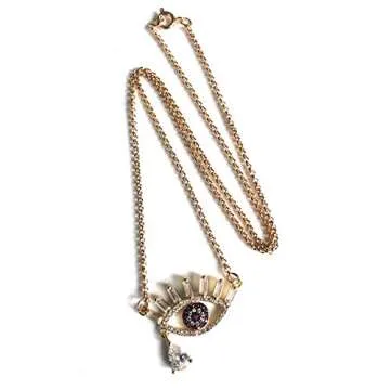 Red Evil Eye Charm Necklace Protection Jewelry 18.5 Inches Chain