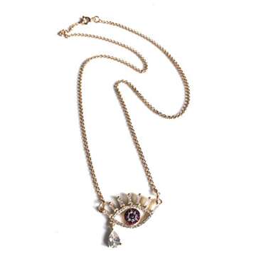 Red Evil Eye Charm Necklace Protection Jewelry 18.5 Inches Chain