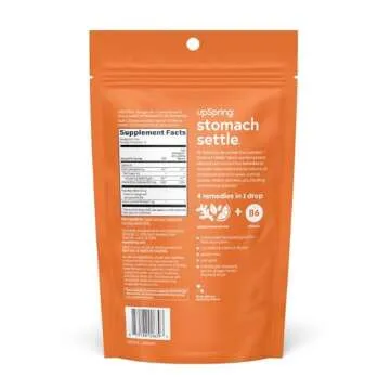 Upspring Stomach Settle Nausea Relief Drops - Fast-Acting Pregnancy Nausea Relief & Morning Sickness Relief with Ginger, Lemon, Spearmint, Honey & B6, Lemon-Ginger-Honey Flavor, 28 Drops