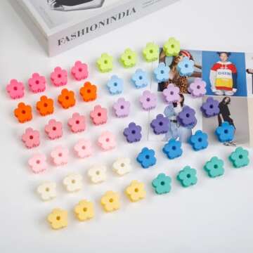 48Pcs Small Hair Clips: Colorful Mini Flower Hair Barrettes for All Ages
