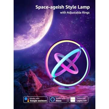 Lepro TB1 AI Smart Table Lamp, RGB+IC Addressable LED Lamp Alexa Google Enabled, APP Control Color C...