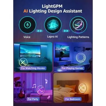 Lepro TB1 AI Smart Table Lamp, RGB+IC Addressable LED Lamp Alexa Google Enabled, APP Control Color Changing Modern Lamp No Remote, Christmas Gift Ideas, AI Generated Lighting LLM, 2.4 GHz WiFi