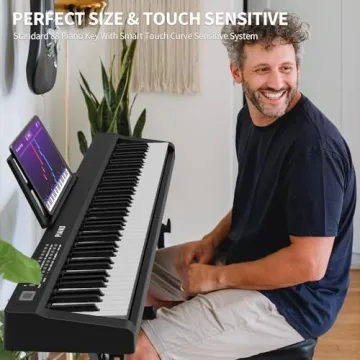 Bfgxuoo Digital Piano 88 Key Full Size Semi Weighted Keyboard with Stand and Pedal