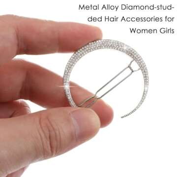 AKOAK 3 Pcs Star and Moon Hairpins, Rhinestone Metal Hair Accessories, Hairstyle Decorate Accessories for Girls or Women, Simple Fashion (Silver)