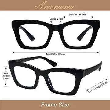 AMOMOMA 3 Pack Trendy Oversized Blue Light Stylish Readers for Women,Retro Square Cute Sturdy Computer Womens Reading Glasses AM6042 Black+Brown+Purple Tortoise 2.0