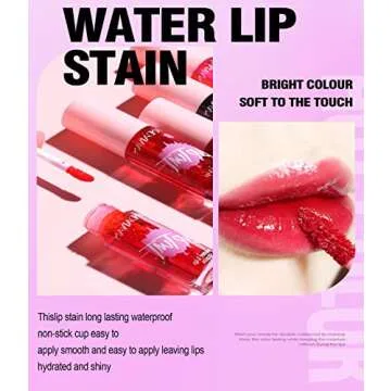 Easilydays 6 Colors Water Lip Tint Stain, 2 In 1 Lip & Cheek Tint Moisturizing Mini Liquid Lipstick, Matte Velvet Water Tint Lip Gloss, Blusher Water Tint Makeup, Long-lasting Waterproof Non-Sticky Lip Glaze (#06)
