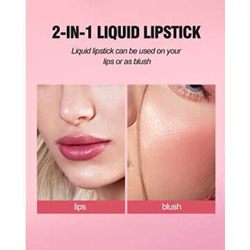 Easilydays 6 Colors Water Lip Tint Stain, 2 In 1 Lip & Cheek Tint Moisturizing Mini Liquid Lipstick, Matte Velvet Water Tint Lip Gloss, Blusher Water Tint Makeup, Long-lasting Waterproof Non-Sticky Lip Glaze (#06)