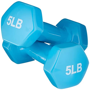 Amazon Basics 5 lb Vinyl Coated Dumbbell Hand Weights Pair